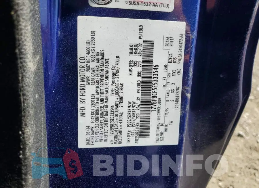 1ZVBP8CF5E5333546 Photo# 13