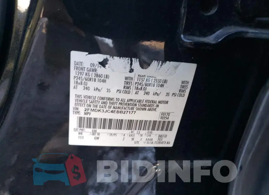 2FMDK3JC4EBB27177 Photo# 14