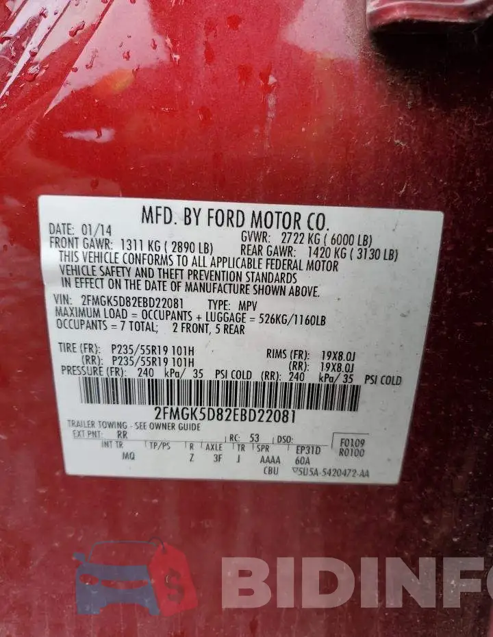 2FMGK5D82EBD22081 Photo# 13