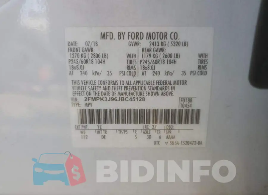 2FMPK3J96JBC45128 Photo# 13