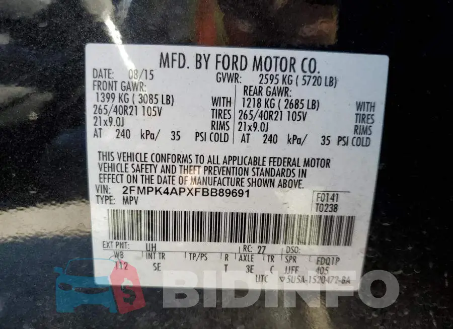 2FMPK4APXFBB89691 Photo# 12