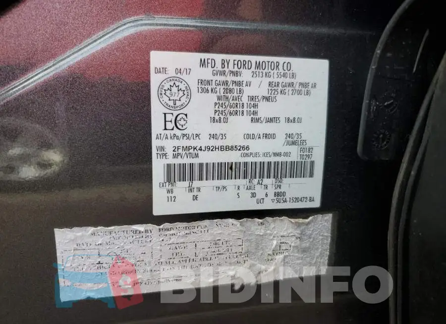 2FMPK4J92HBB85266 Photo# 12
