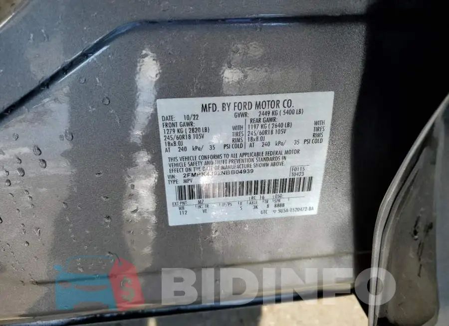 2FMPK4J92NBB04939 Photo# 12