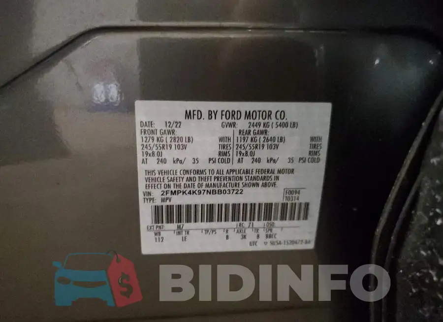 2FMPK4K97NBB03722 Photo# 14