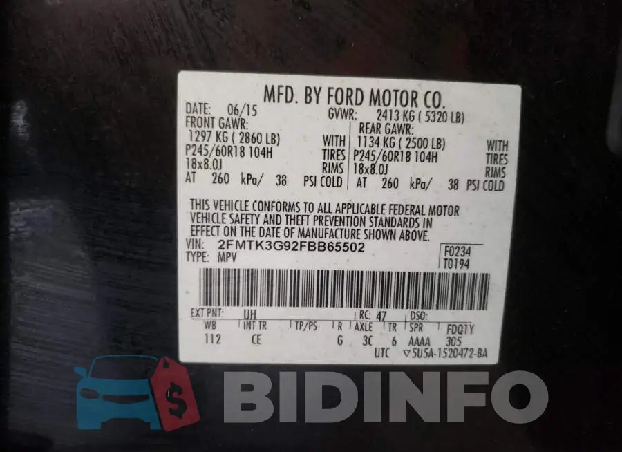 2FMTK3G92FBB65502 Photo# 14