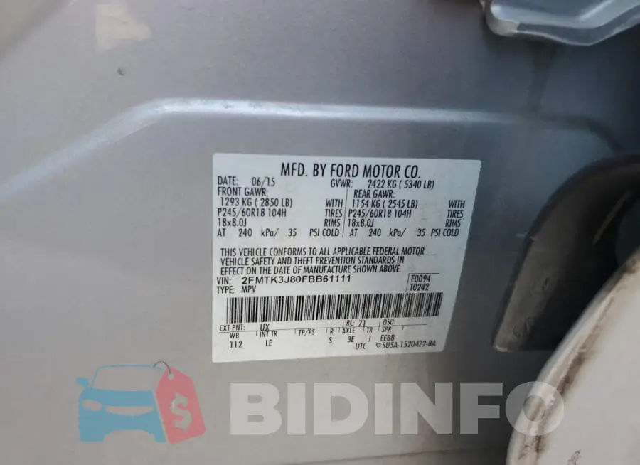 2FMTK3J80FBB61111 Photo# 12