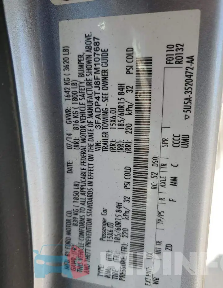 3FADP4TJ8FM107687 Photo# 12