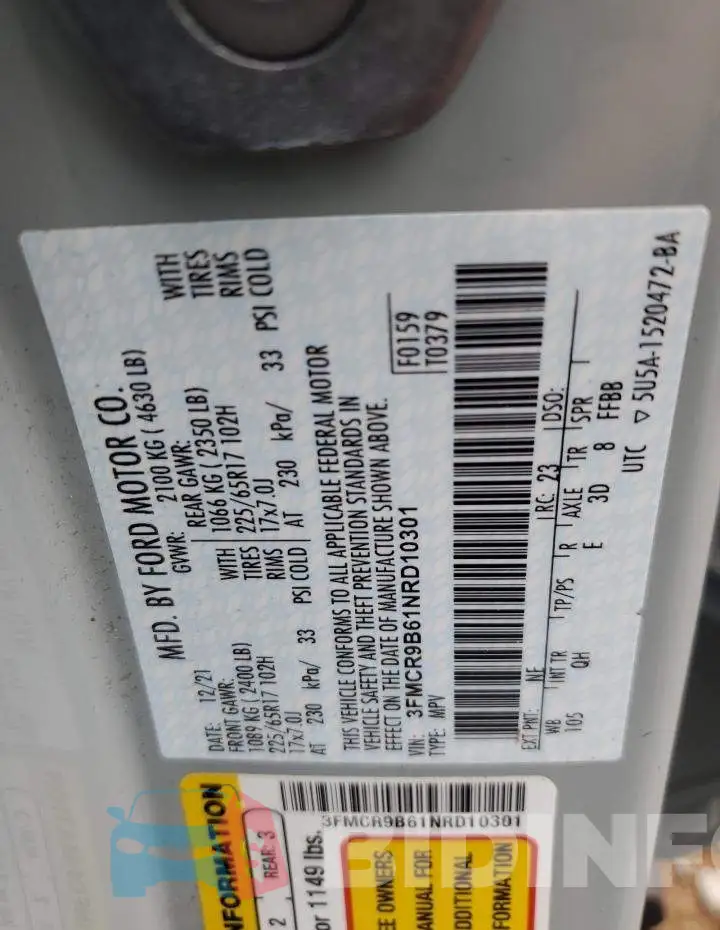 3FMCR9B61NRD10301 Photo# 14