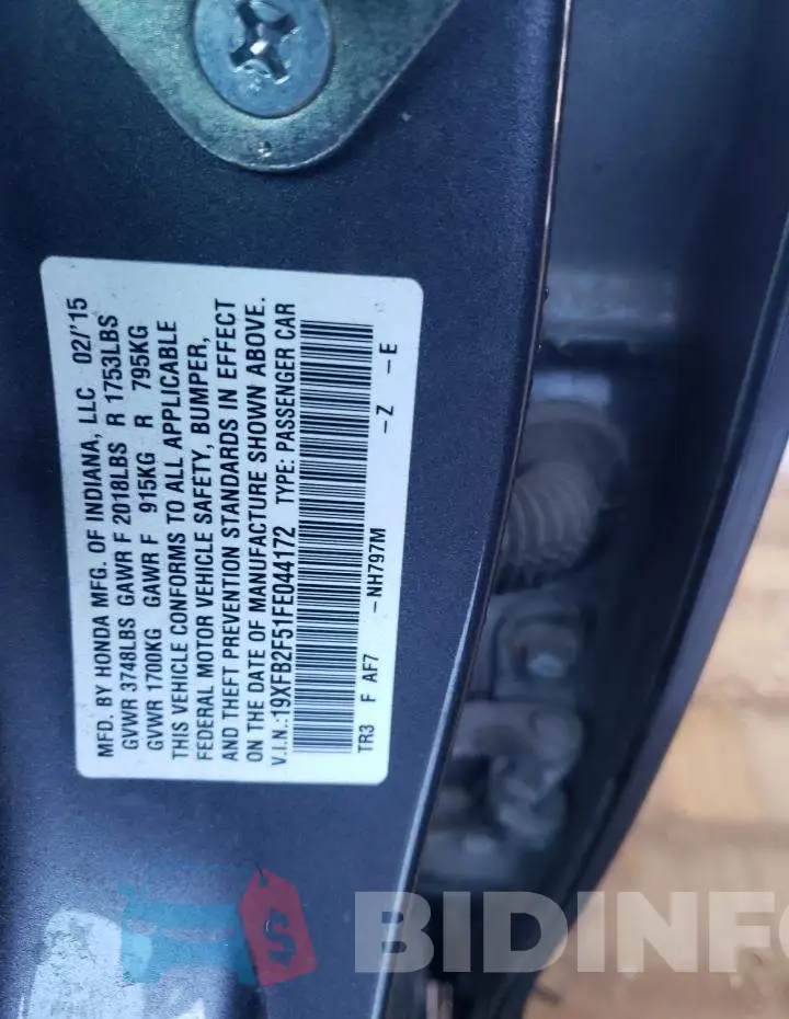 19XFB2F51FE044172 Photo# 13