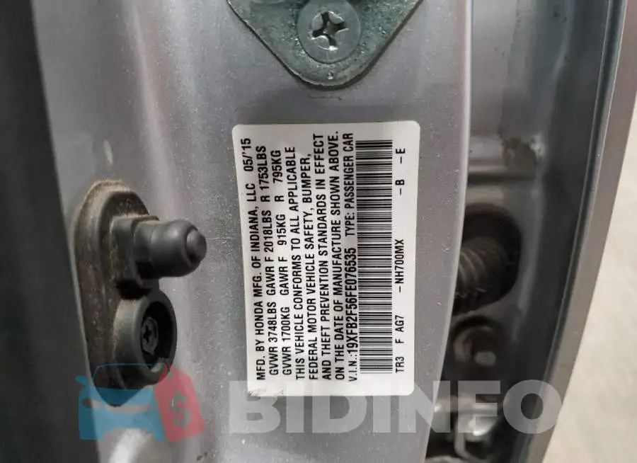 19XFB2F56FE076535 Photo# 12