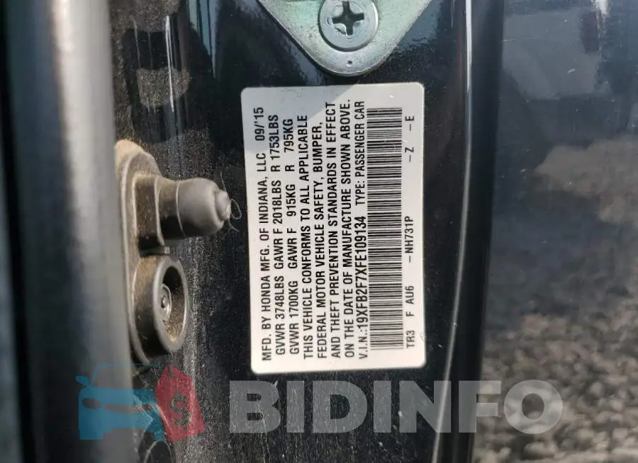 19XFB2F7XFE109134 Photo# 12