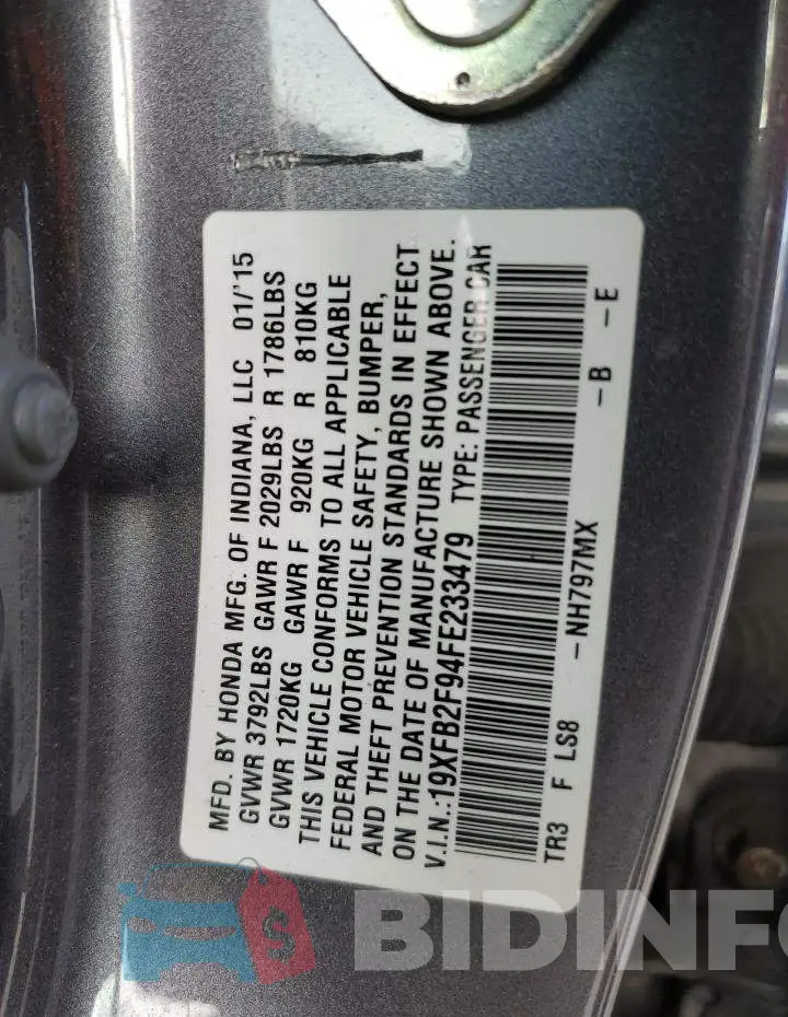 19XFB2F94FE233479 Photo# 12