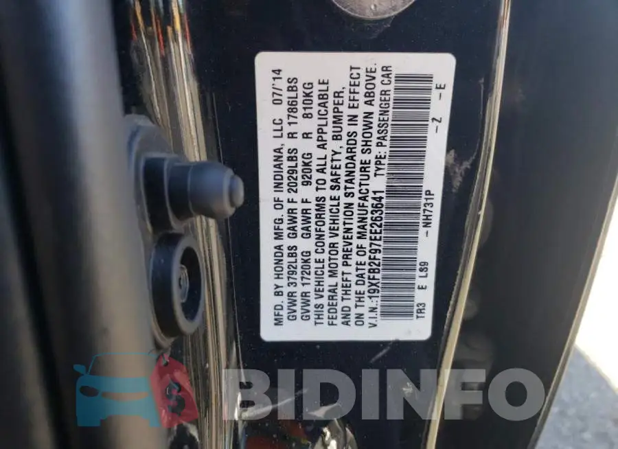 19XFB2F97EE263641 Photo# 13