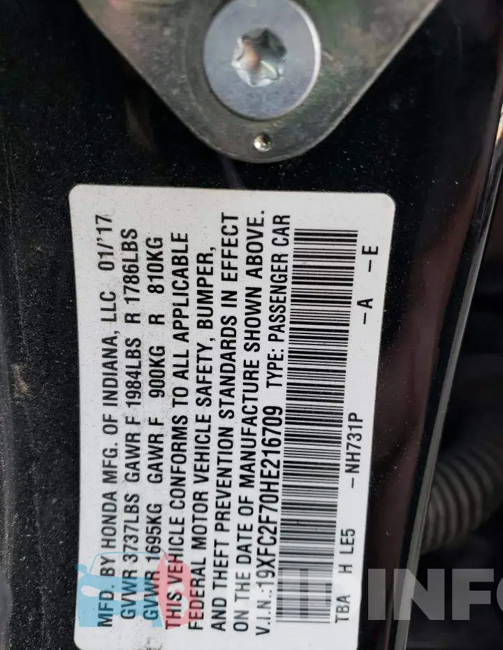 19XFC2F70HE216709 Photo# 12