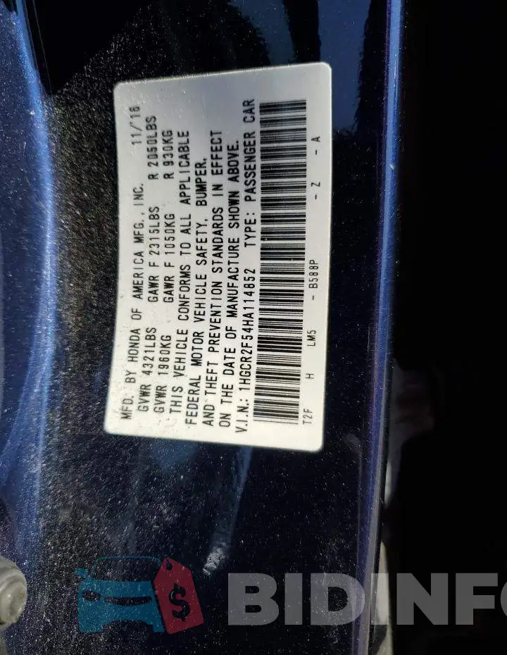 1HGCR2F54HA114852 Photo# 13