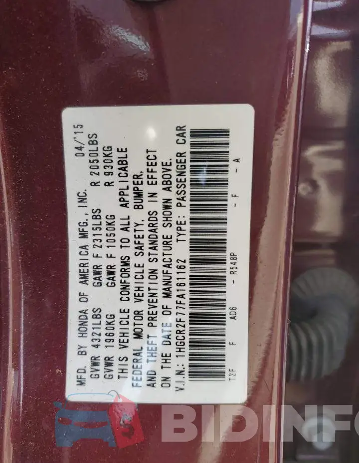 1HGCR2F77FA161162 Photo# 12