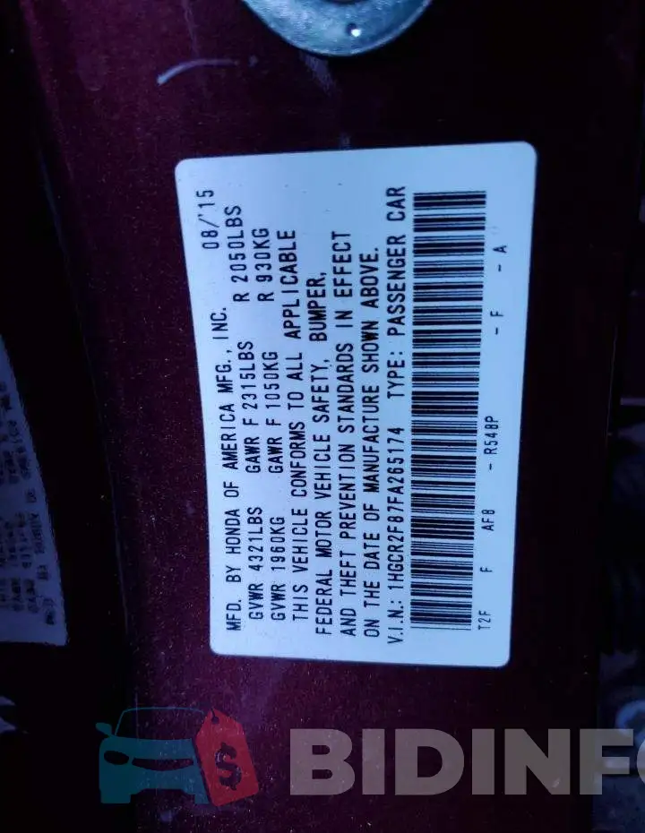 1HGCR2F87FA265174 Photo# 12