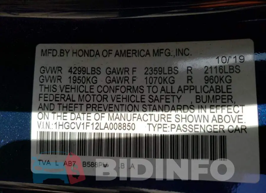 1HGCV1F12LA008850 Photo# 13