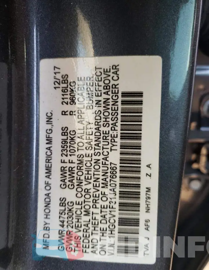 1HGCV1F31JA076667 Photo# 12