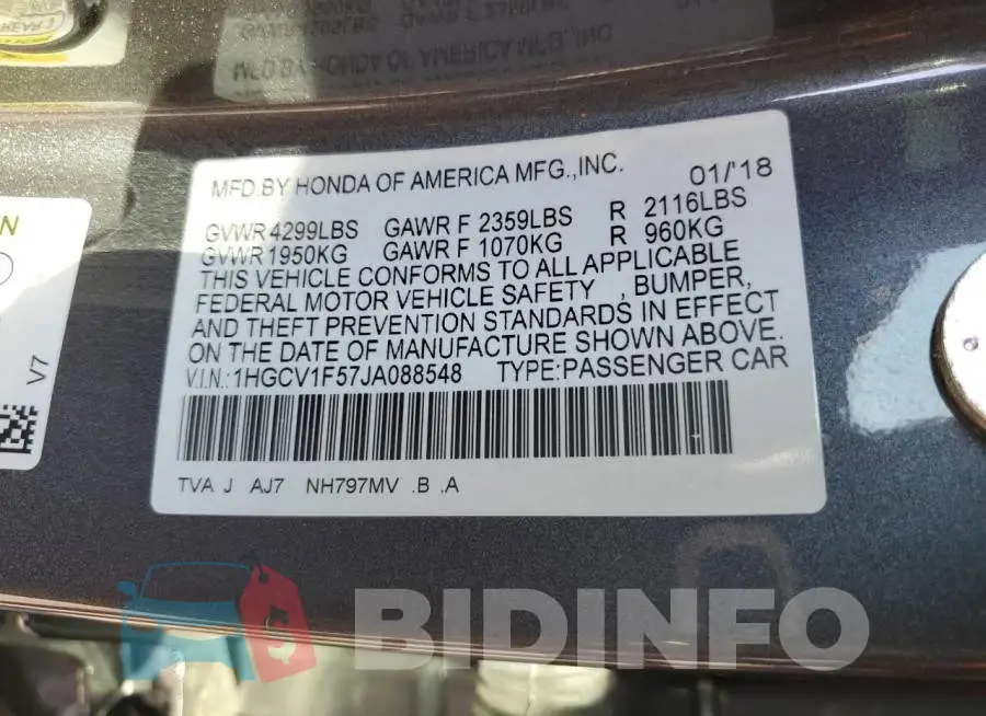 1HGCV1F57JA088548 Photo# 12