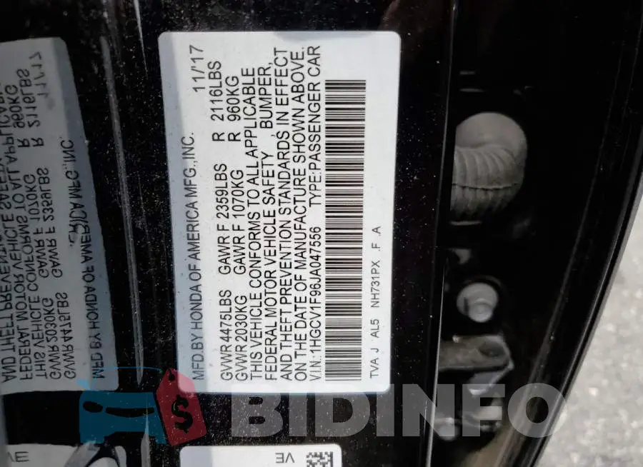 1HGCV1F96JA047556 Photo# 12
