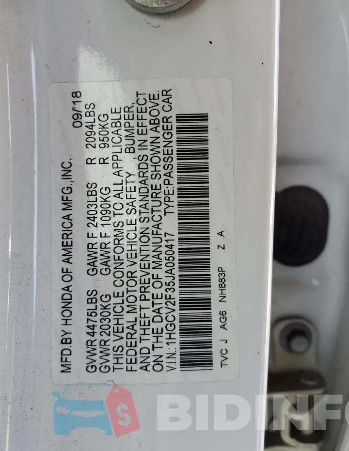 1HGCV2F35JA050417 Photo# 12