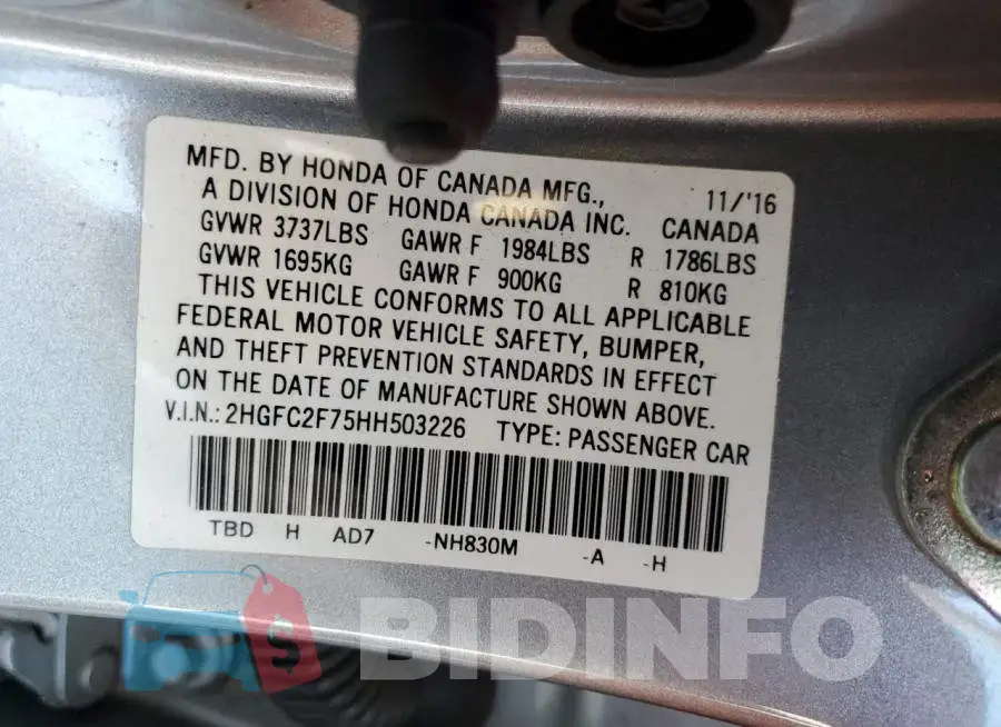 2HGFC2F75HH503226 Photo# 12