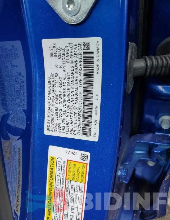 2HGFE2F52PH545649 Photo# 12