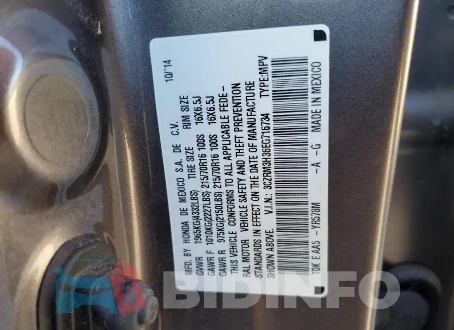3CZRM3H36EG716734 Photo# 13
