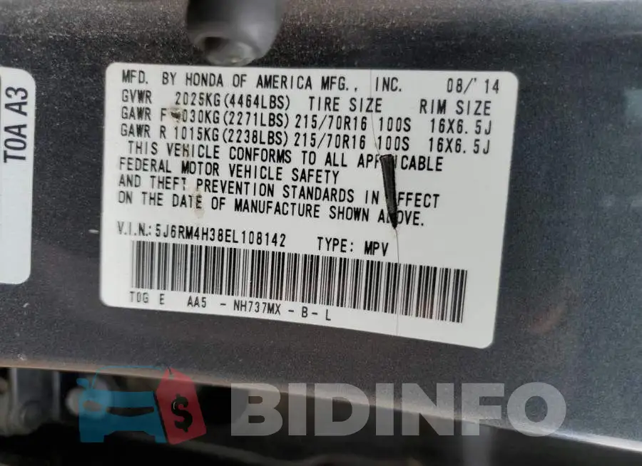 5J6RM4H38EL108142 Photo# 12