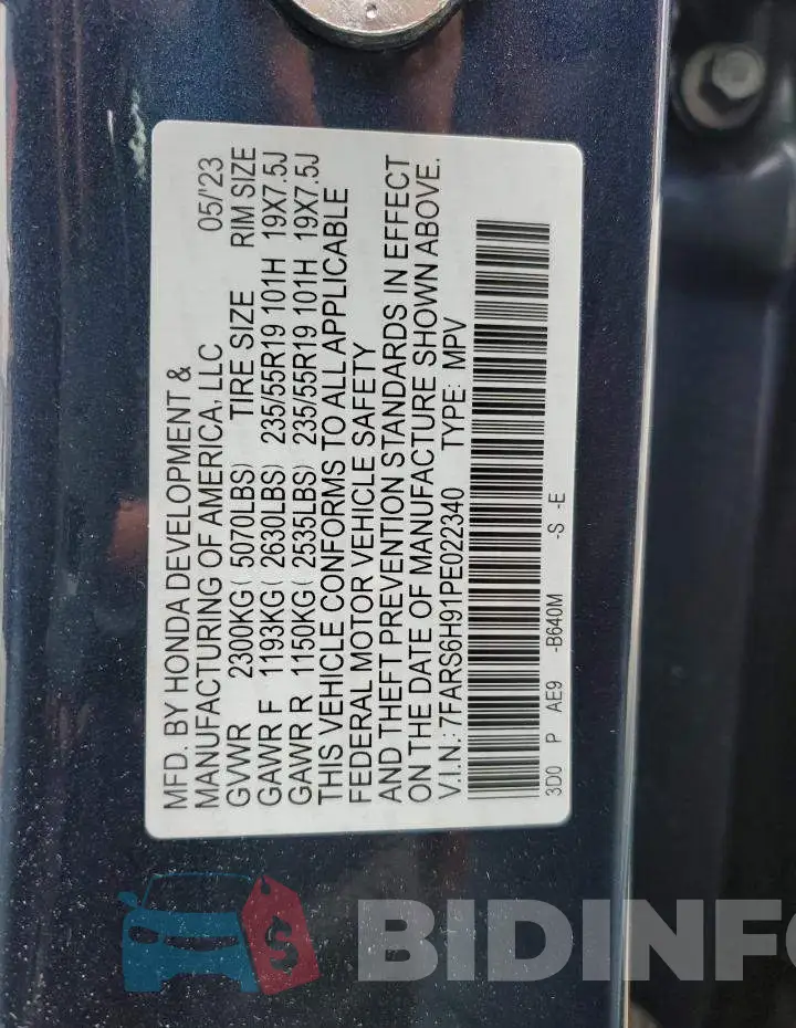 7FARS6H91PE022340 Photo# 12