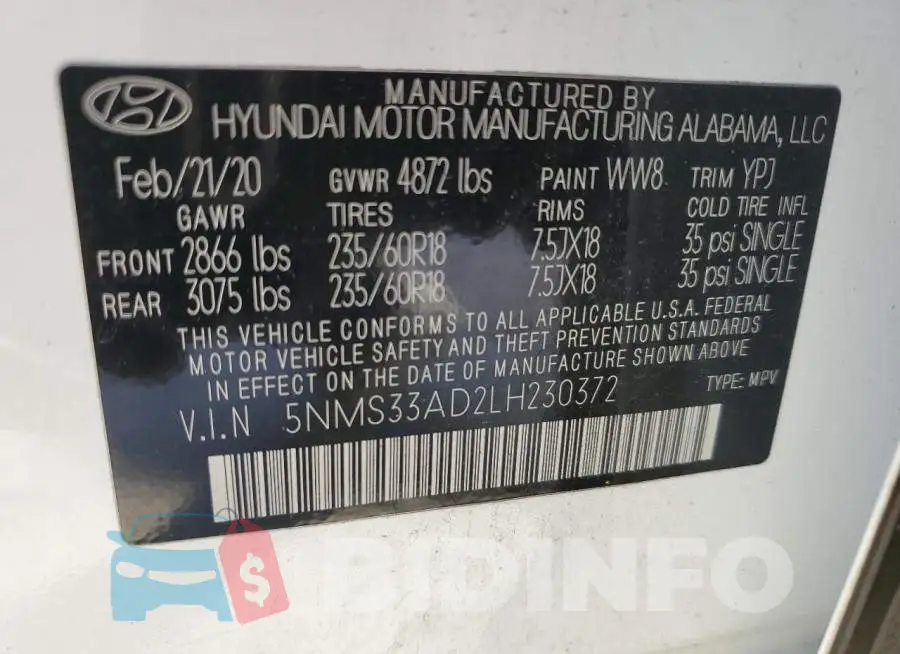 5NMS33AD2LH230372 Photo# 13