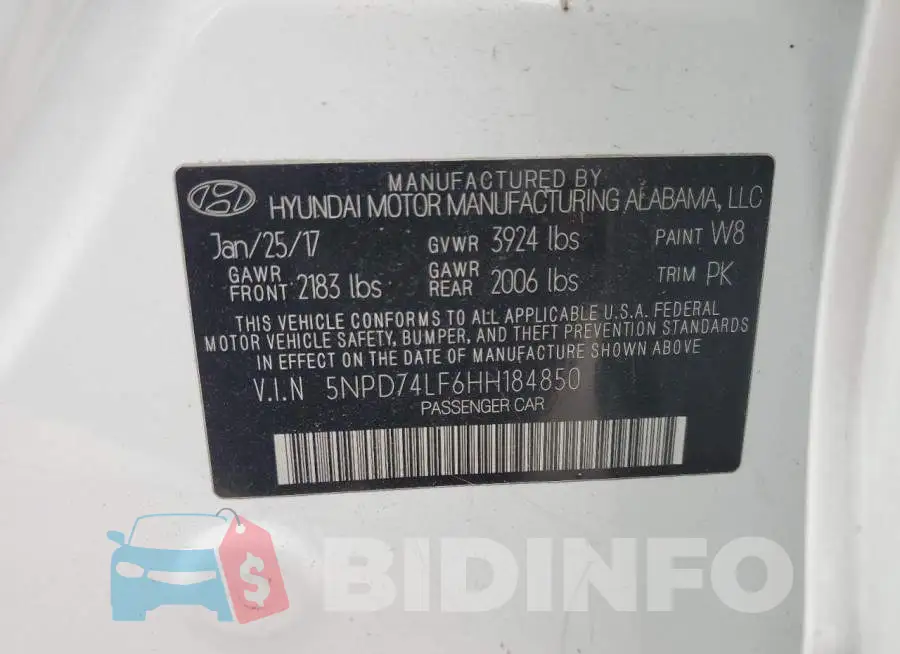 5NPD74LF6HH184850 Photo# 13