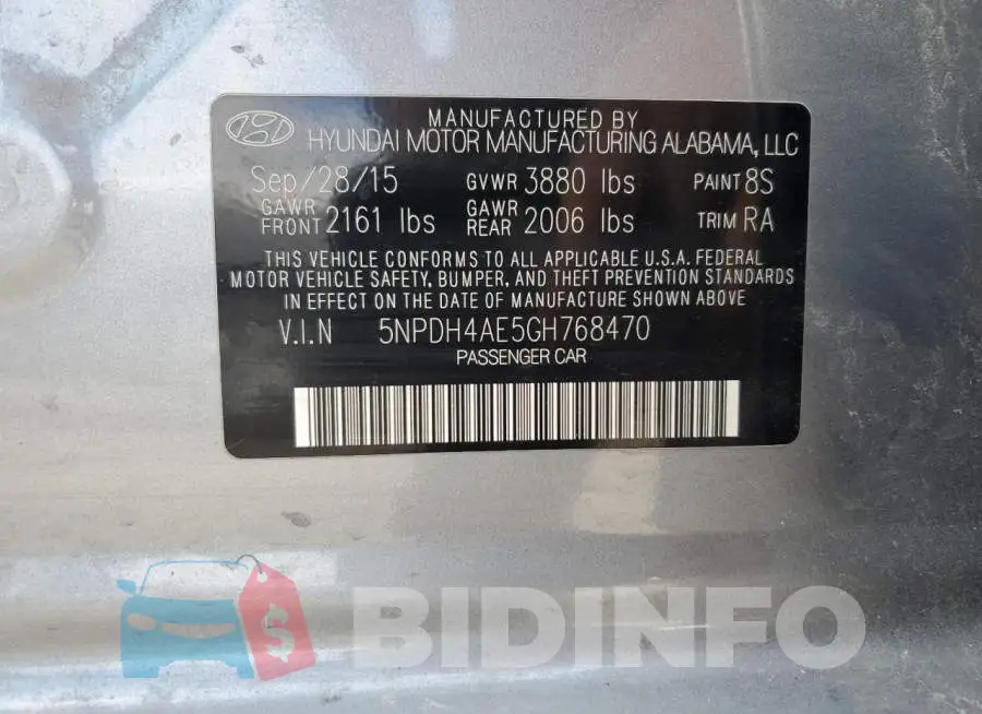 5NPDH4AE5GH768470 Photo# 13