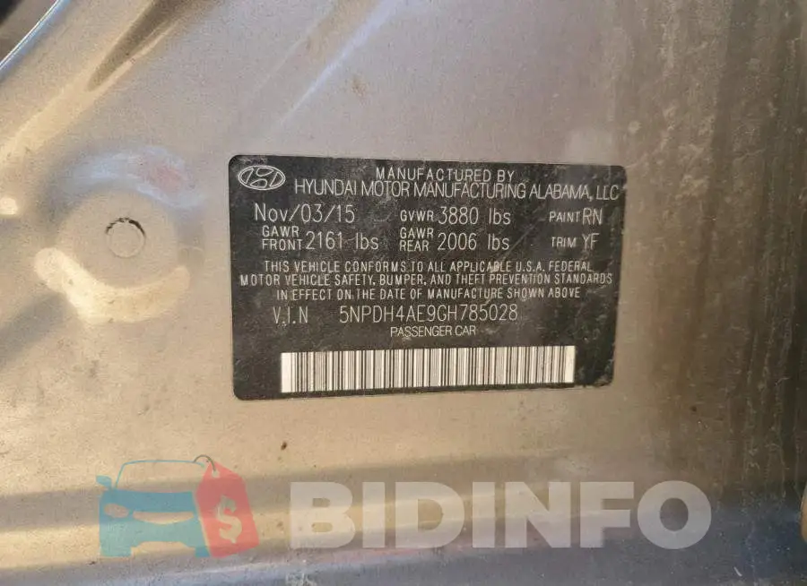 5NPDH4AE9GH785028 Photo# 13