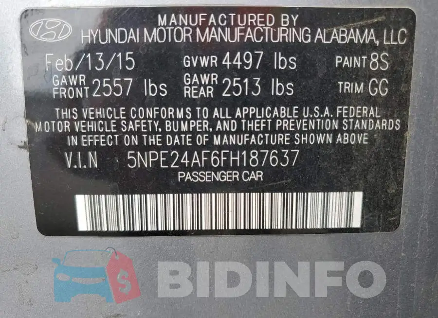 5NPE24AF6FH187637 Photo# 13