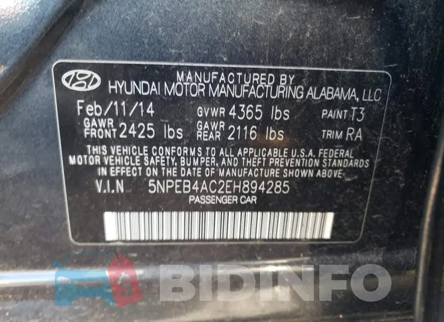 5NPEB4AC2EH894285 Photo# 12