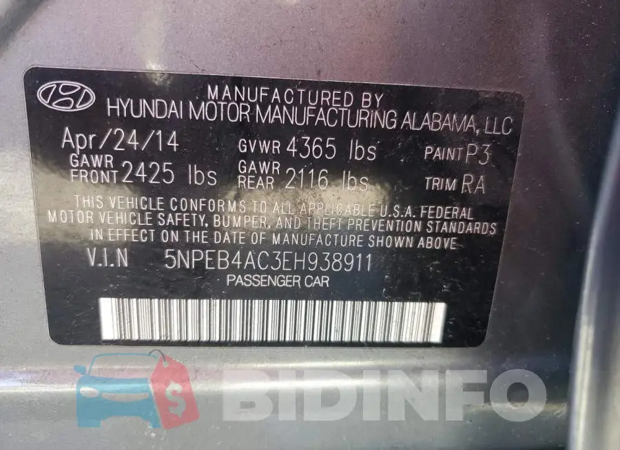 5NPEB4AC3EH938911 Photo# 12
