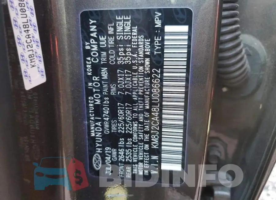 KM8J2CA48LU086622 Photo# 12