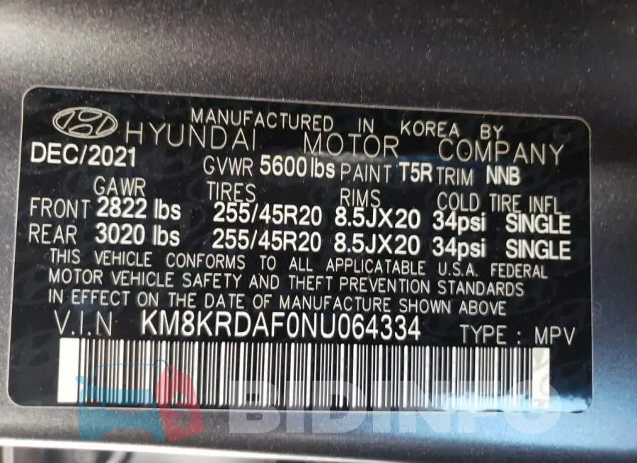 KM8KRDAF0NU064334 Photo# 14