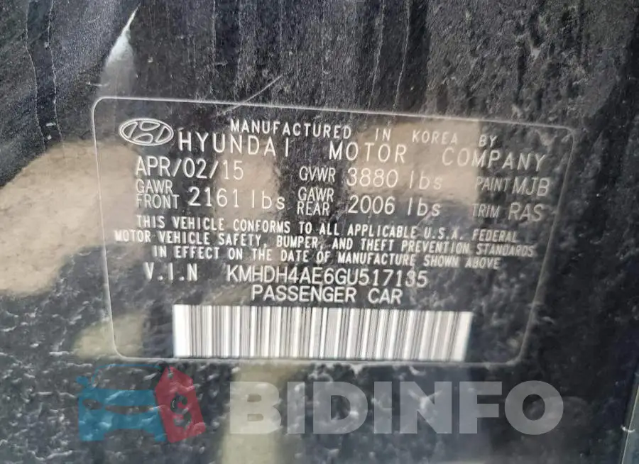 KMHDH4AE6GU517135 Photo# 13