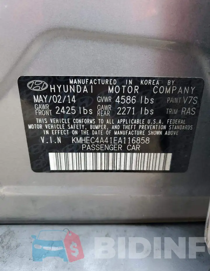 KMHEC4A41EA116858 Photo# 12