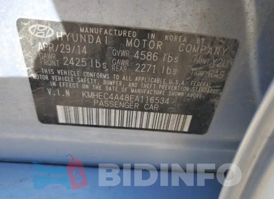 KMHEC4A48EA116534 Photo# 12