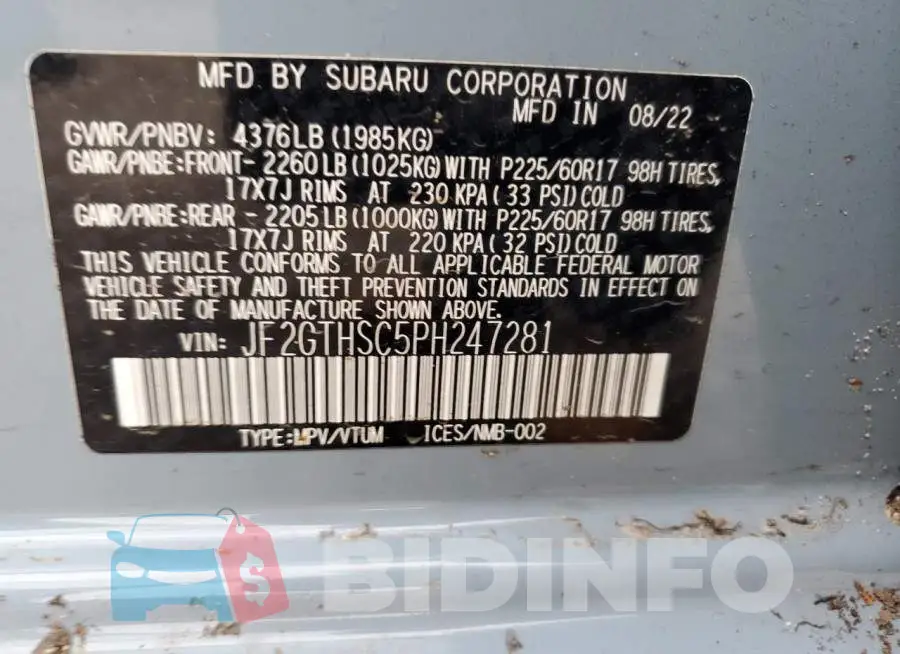 JF2GTHSC5PH247281 Photo# 12