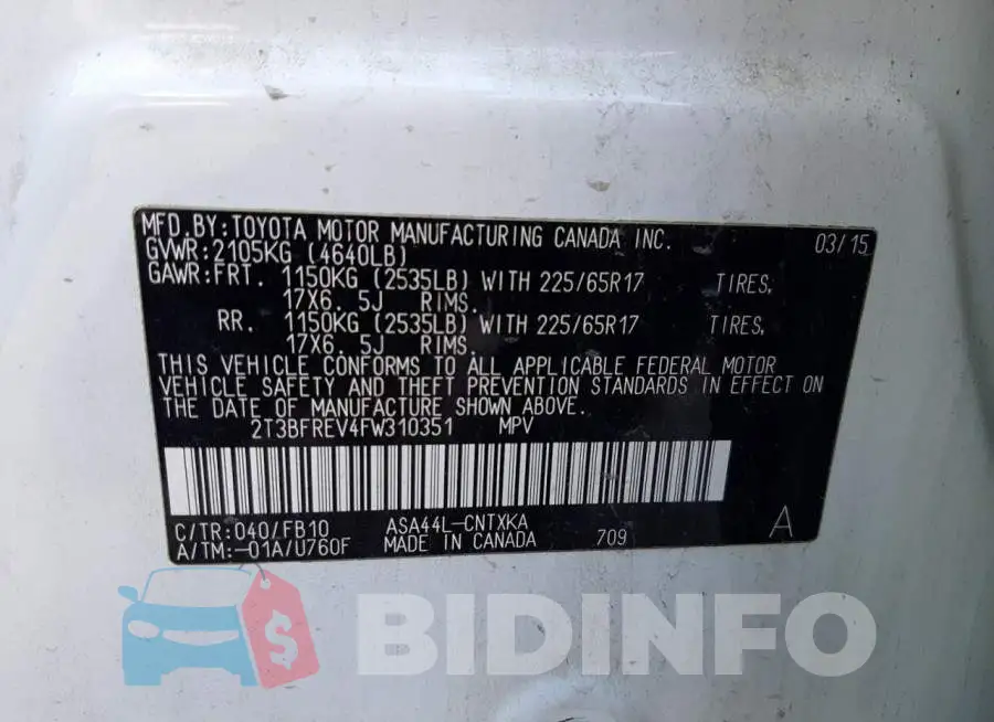 2T3BFREV4FW310351 Photo# 13
