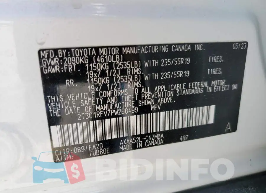 2T3C1RFV7PW268499 Photo# 12