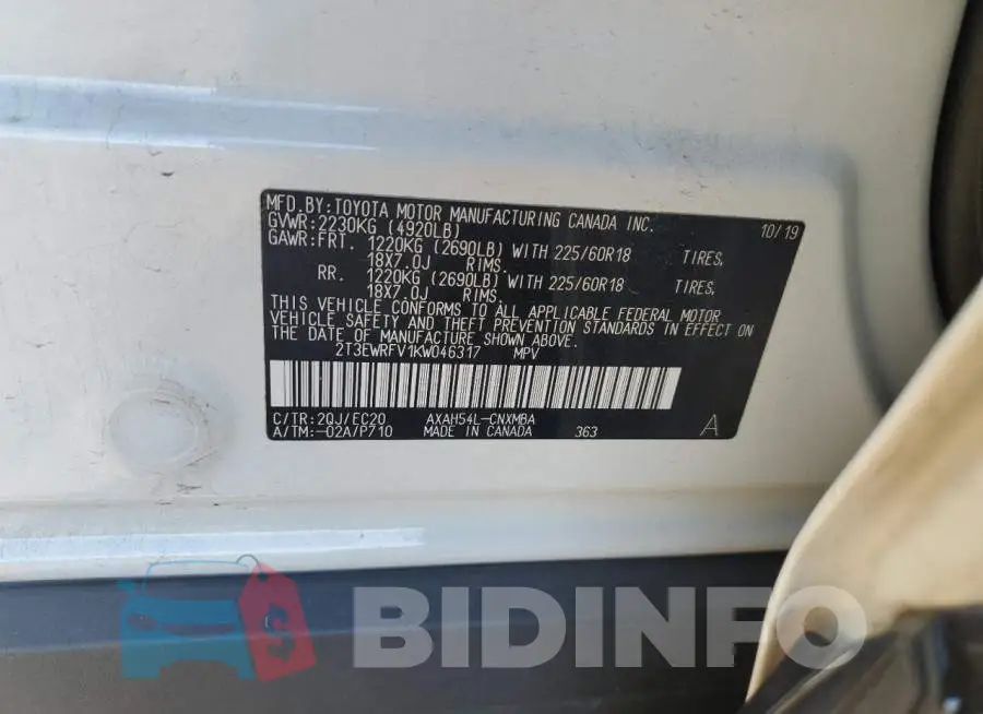 2T3EWRFV1KW046317 Photo# 13