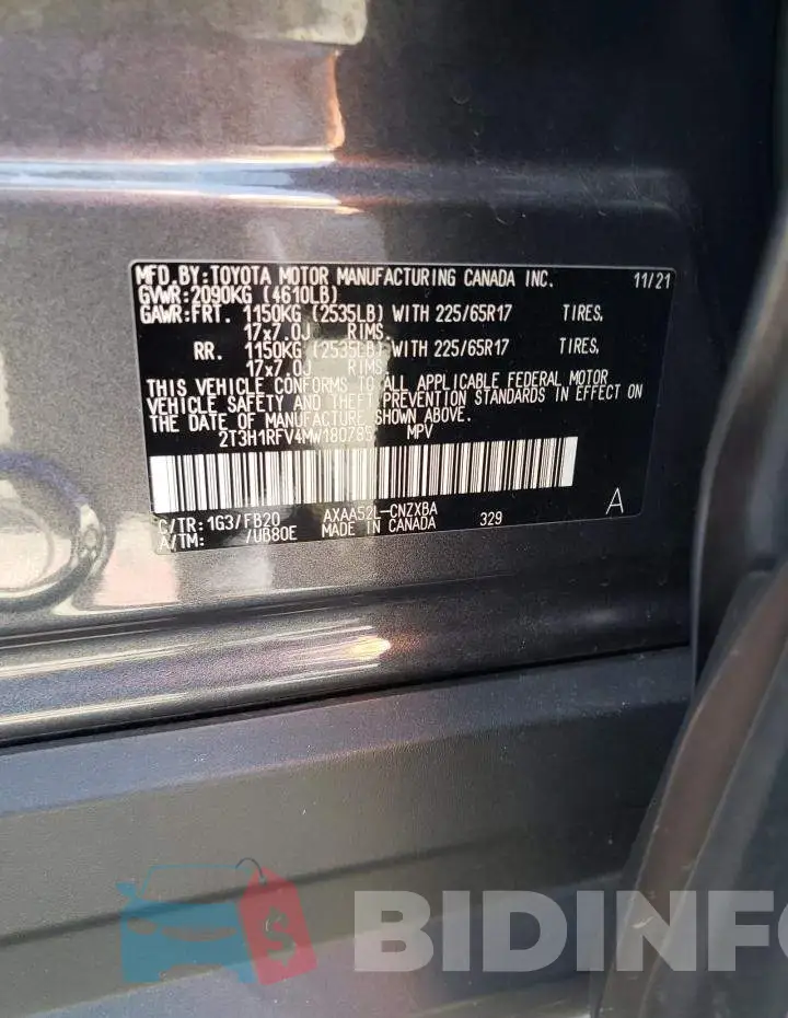 2T3H1RFV4MW180785 Photo# 13