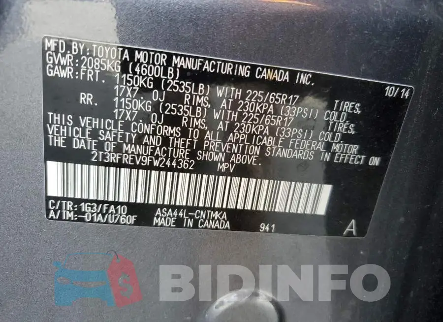 2T3RFREV9FW244362 Photo# 13