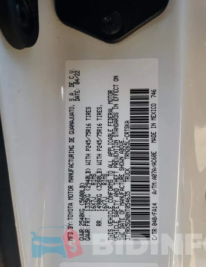 3TYRX5GN0NT054635 Photo# 12